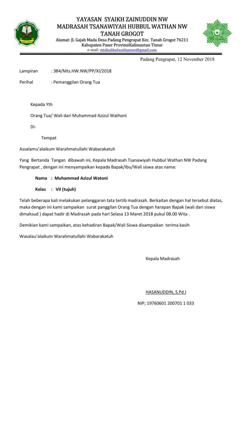 Detail Contoh Surat Panggilan Kerja Nomer 15