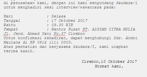 Detail Contoh Surat Panggilan Kerja Nomer 39