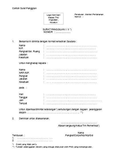 Detail Contoh Surat Panggilan Kerja Nomer 53