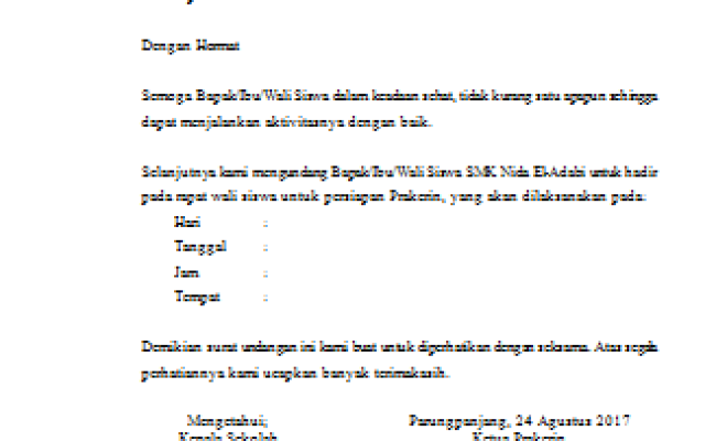 Detail Contoh Surat Panggilan Orang Tua Murid Nomer 47