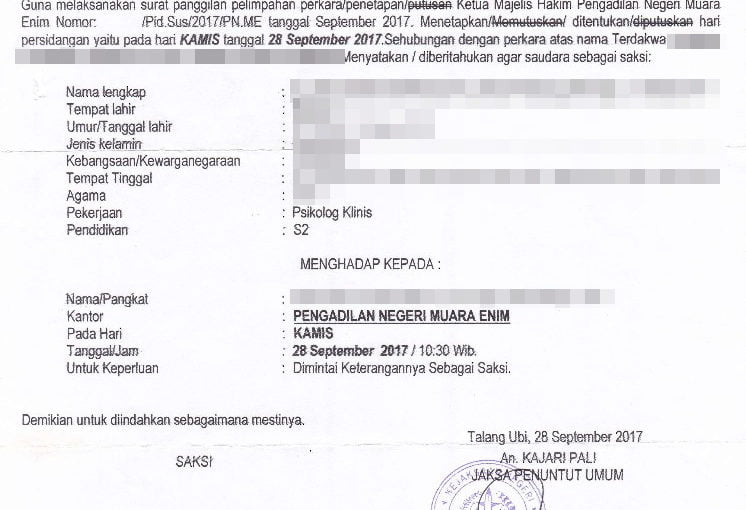 Detail Contoh Surat Panggilan Saksi Nomer 30