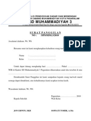 Detail Contoh Surat Panggilan Siswa Nomer 2