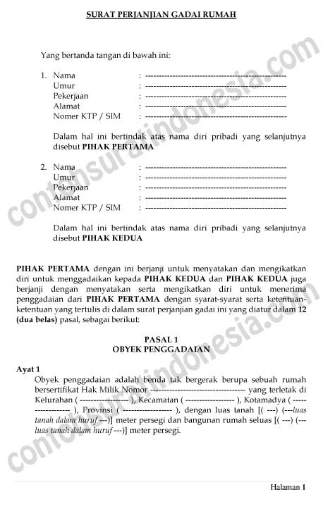 Detail Contoh Surat Pegadaian Nomer 27