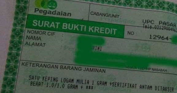 Detail Contoh Surat Pegadaian Nomer 40