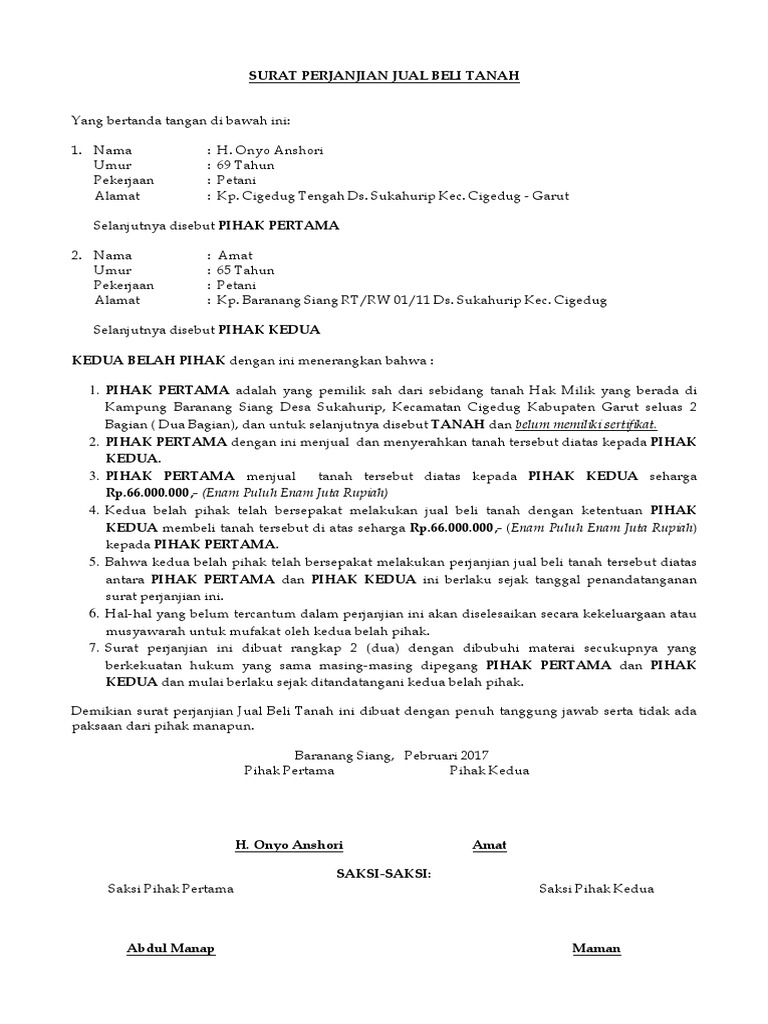 Detail Contoh Surat Pegadaian Tanah Nomer 17