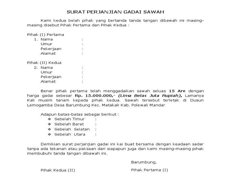 Detail Contoh Surat Pegadaian Tanah Nomer 23