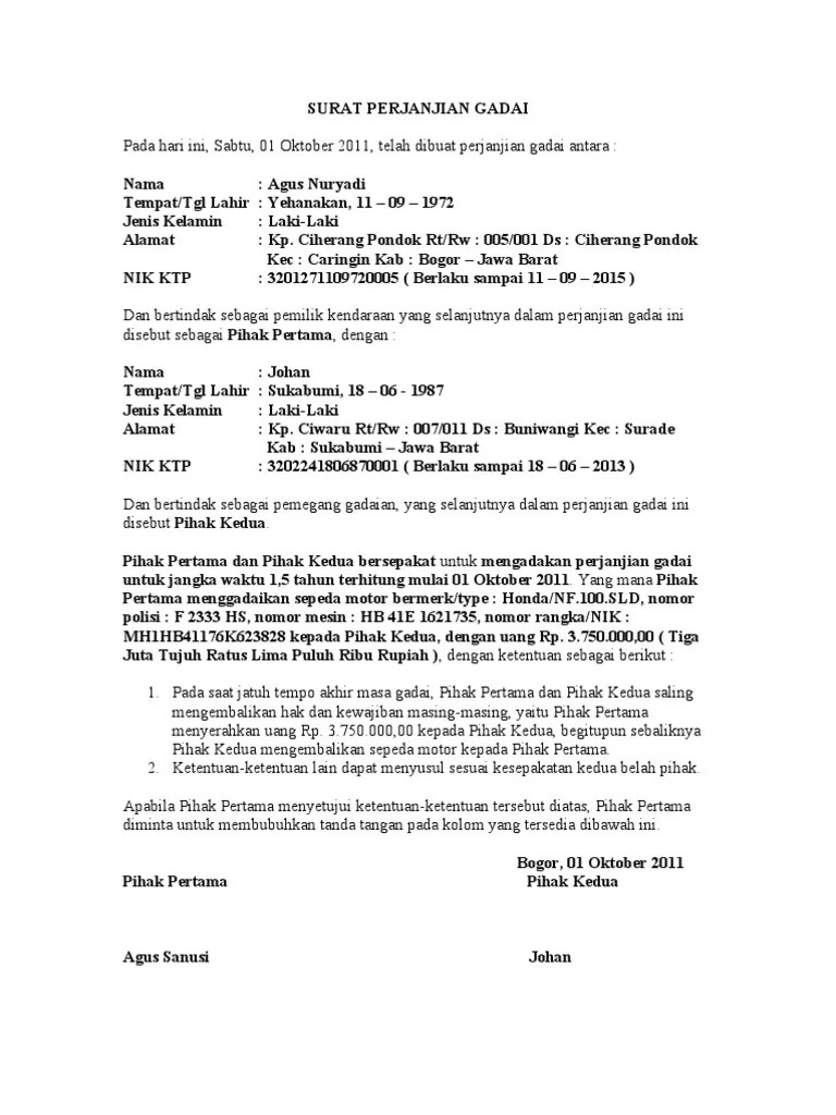 Detail Contoh Surat Pegadaian Tanah Nomer 29