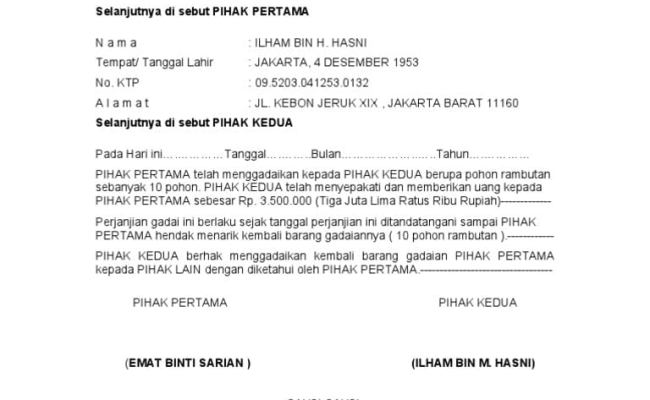 Detail Contoh Surat Pegadaian Tanah Nomer 31