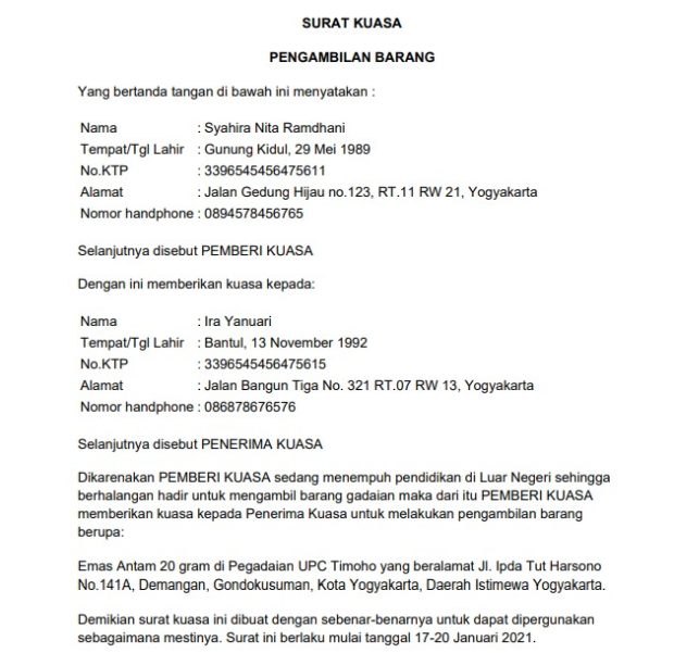 Detail Contoh Surat Pegadaian Tanah Nomer 32