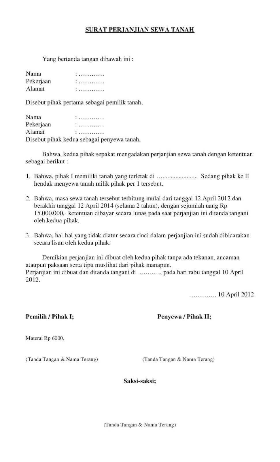 Detail Contoh Surat Pegadaian Tanah Nomer 38
