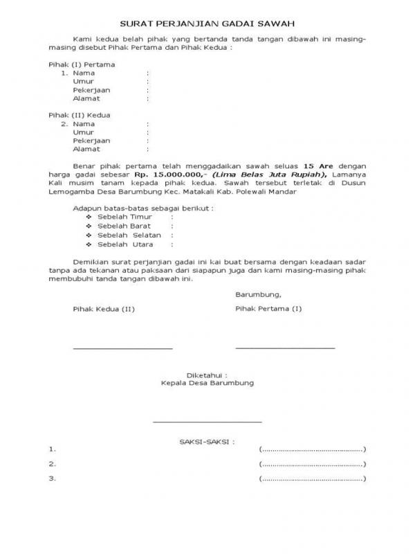Detail Contoh Surat Pegadaian Tanah Nomer 5