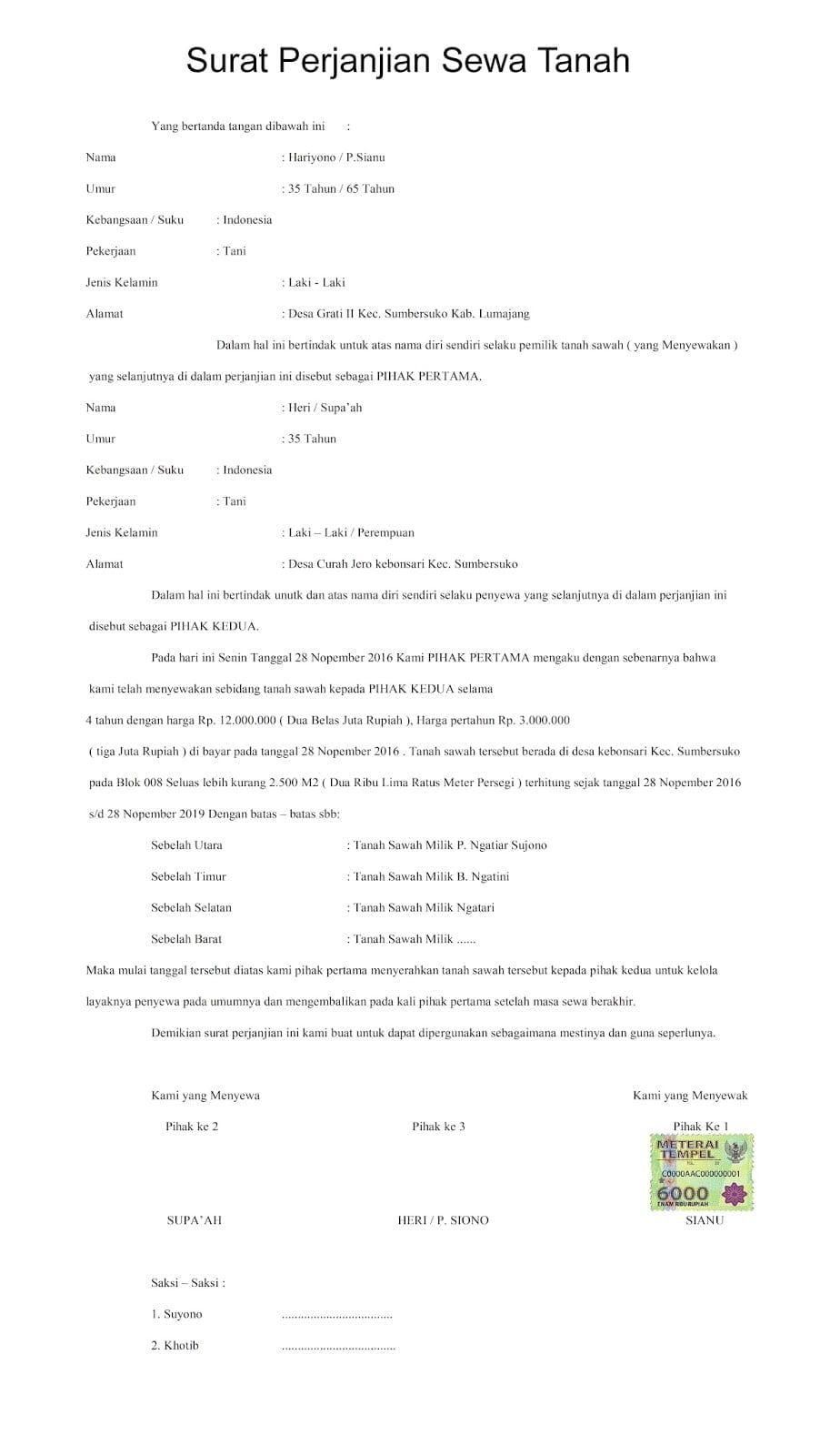 Detail Contoh Surat Pegadaian Tanah Nomer 48