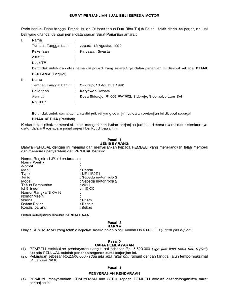 Detail Contoh Surat Pelepasan Hak Kendaraan Bermotor Nomer 43