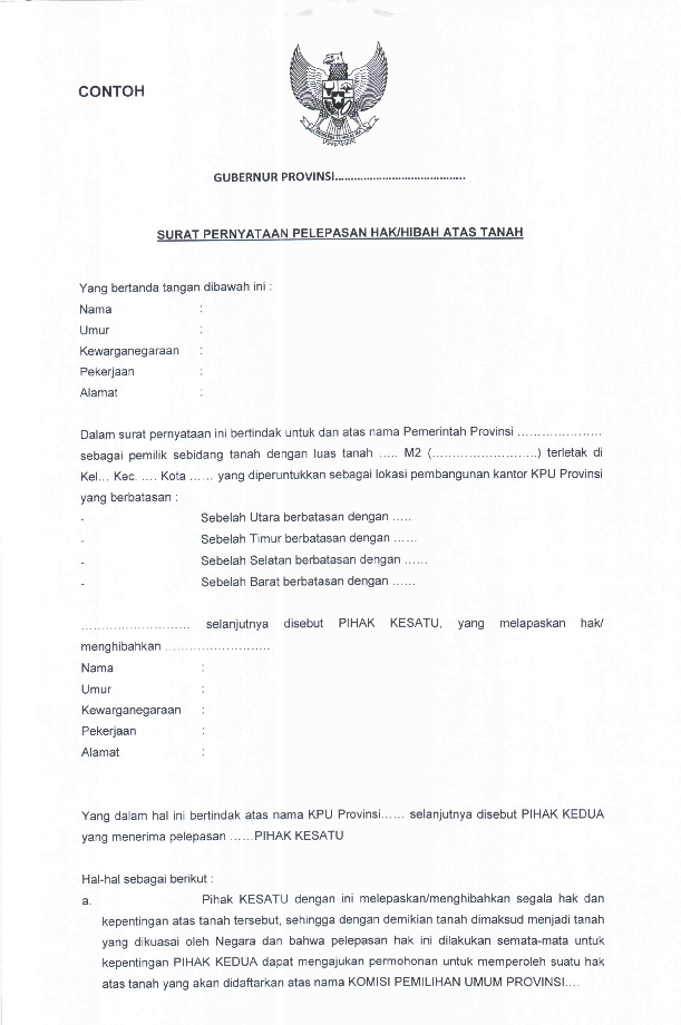 Detail Contoh Surat Pelepasan Hak Tanah Nomer 5