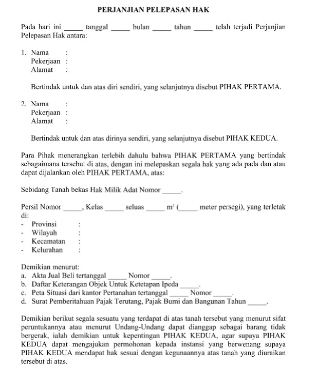 Detail Contoh Surat Pelepasan Tanah Adat Nomer 18