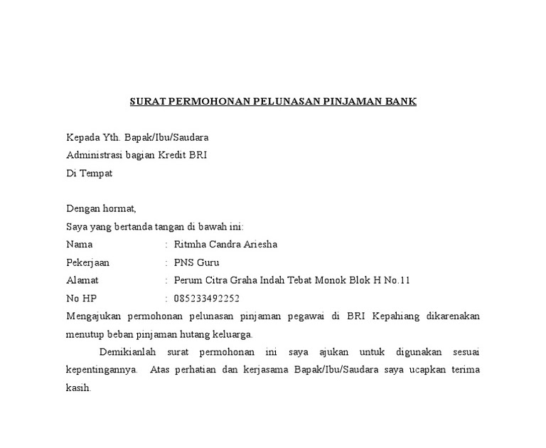 Detail Contoh Surat Pelunasan Home Credit Nomer 43