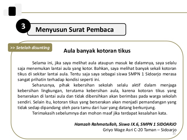 Detail Contoh Surat Pembaca Tentang Lingkungan Rumah Nomer 16