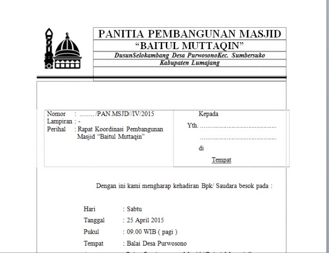 Detail Contoh Surat Pembangunan Masjid Nomer 27