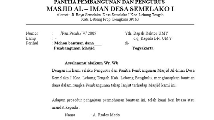 Detail Contoh Surat Pembangunan Masjid Nomer 54