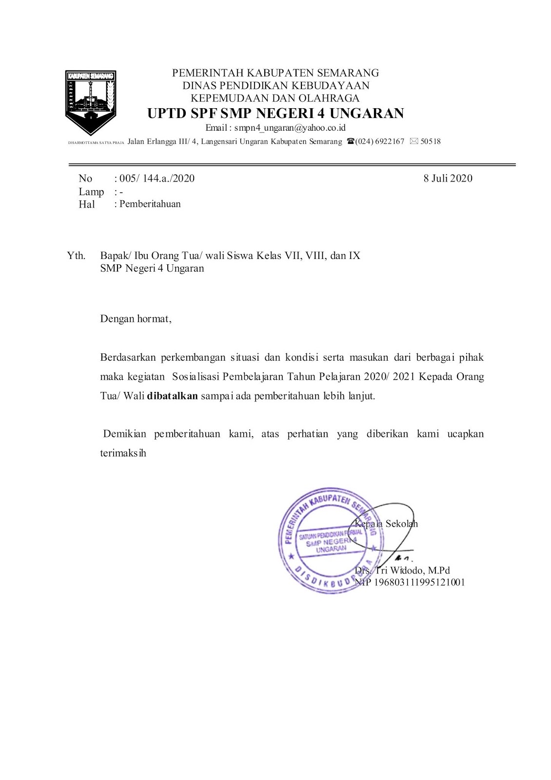 Detail Contoh Surat Pembatalan Kegiatan Nomer 12