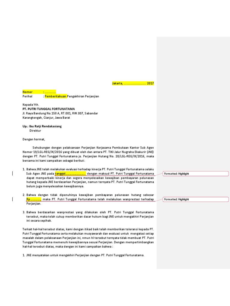 Detail Contoh Surat Pembatalan Kontrak Kerjasama Nomer 25
