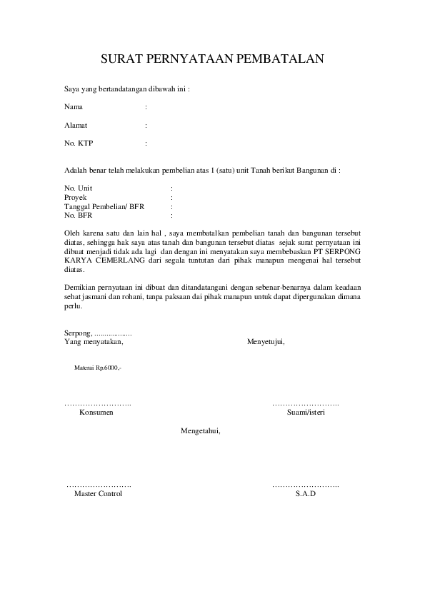 Detail Contoh Surat Pembatalan Kontrak Kerjasama Nomer 35