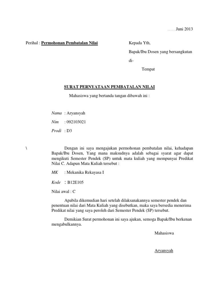 Detail Contoh Surat Pembatalan Permohonan Nomer 9