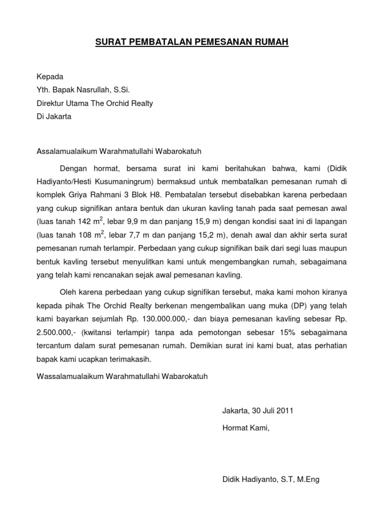 Detail Contoh Surat Pembatalan Pesanan Nomer 4