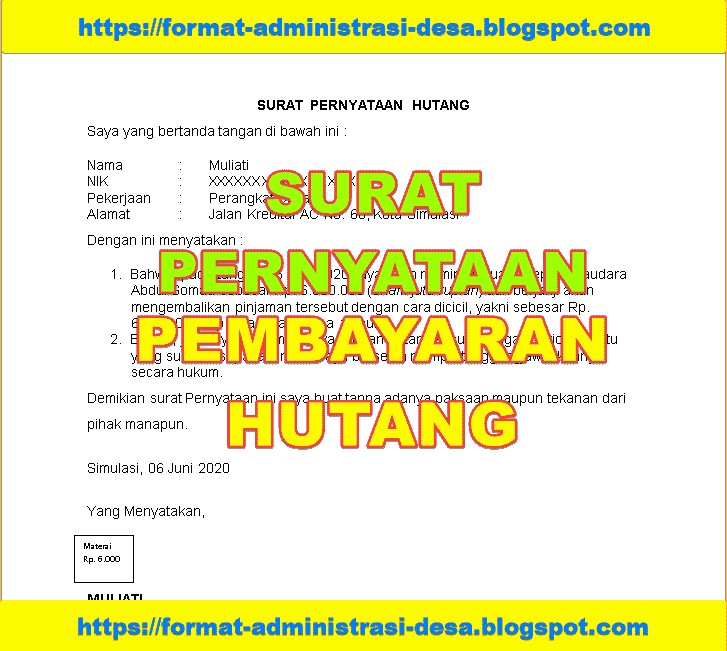 Detail Contoh Surat Pembayaran Hutang Nomer 31