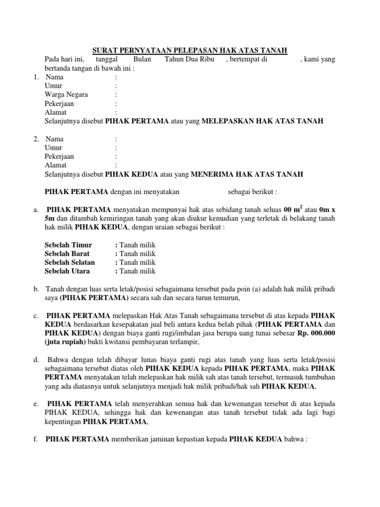 Detail Contoh Surat Pembebasan Tanah Untuk Jalan Nomer 8