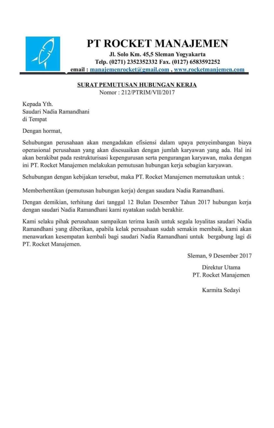 Detail Contoh Surat Pemberhentian Karyawan Karena Kesalahan Nomer 5