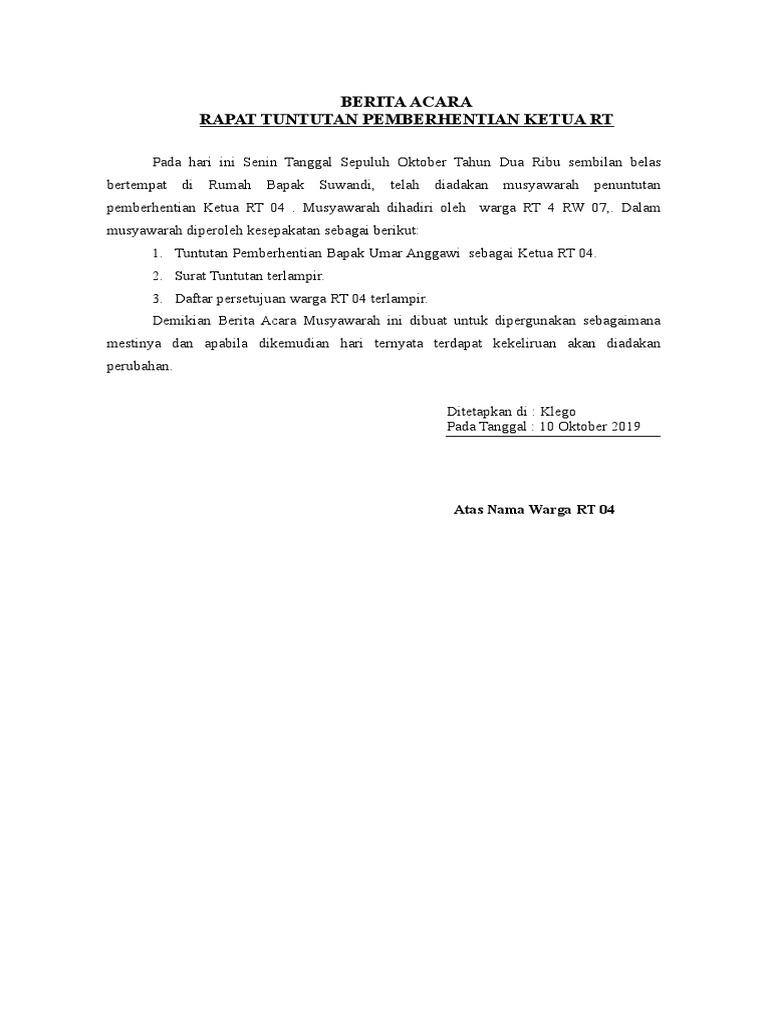 Detail Contoh Surat Pemberhentian Ketua Rt Nomer 3