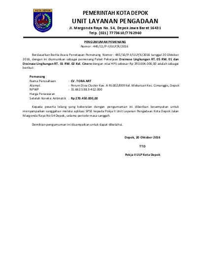 Download Contoh Surat Pemberhentian Ketua Rt Nomer 4