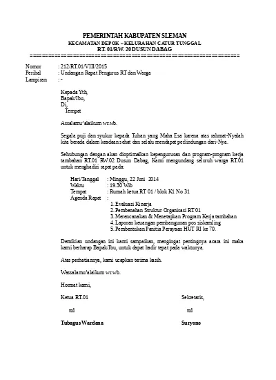Detail Contoh Surat Pemberhentian Ketua Rt Nomer 31