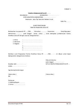 Detail Contoh Surat Pemberhentian Ketua Rt Nomer 40