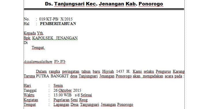 Detail Contoh Surat Pemberitahuan Acara Ke Polsek Nomer 13