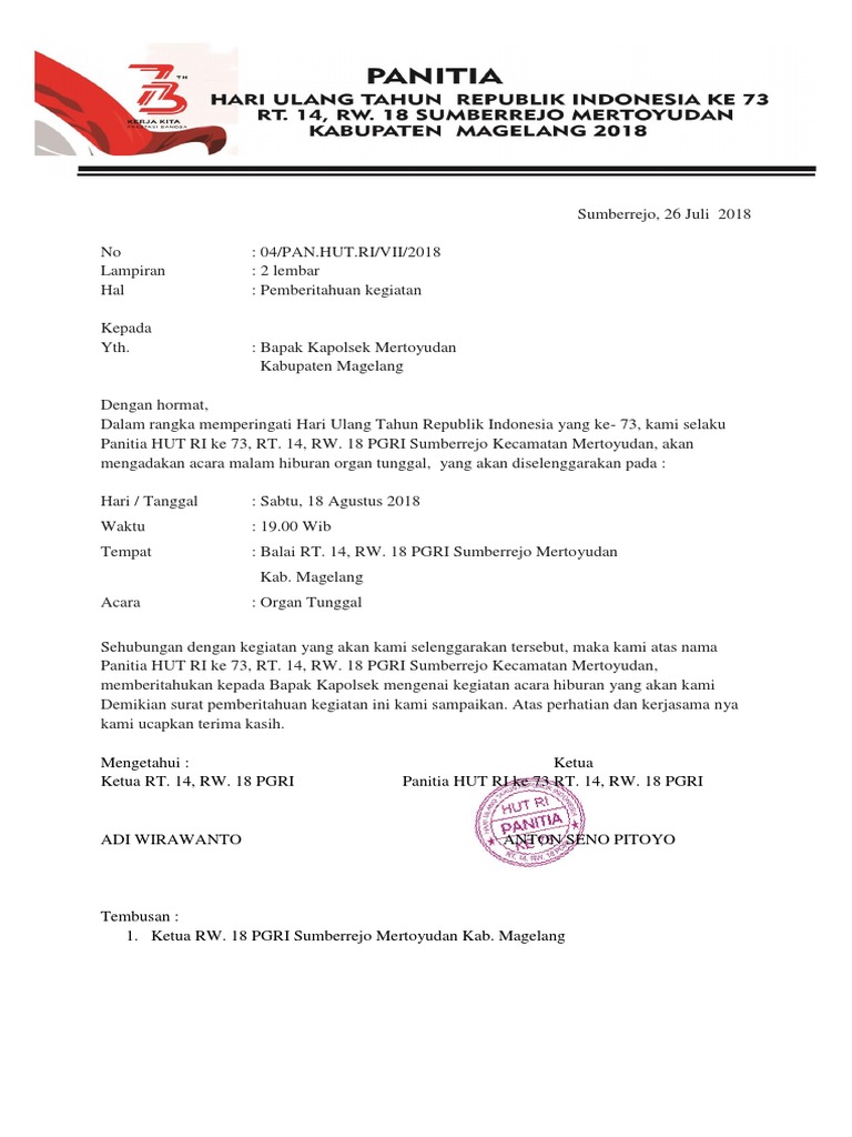 Detail Contoh Surat Pemberitahuan Acara Ke Polsek Nomer 20