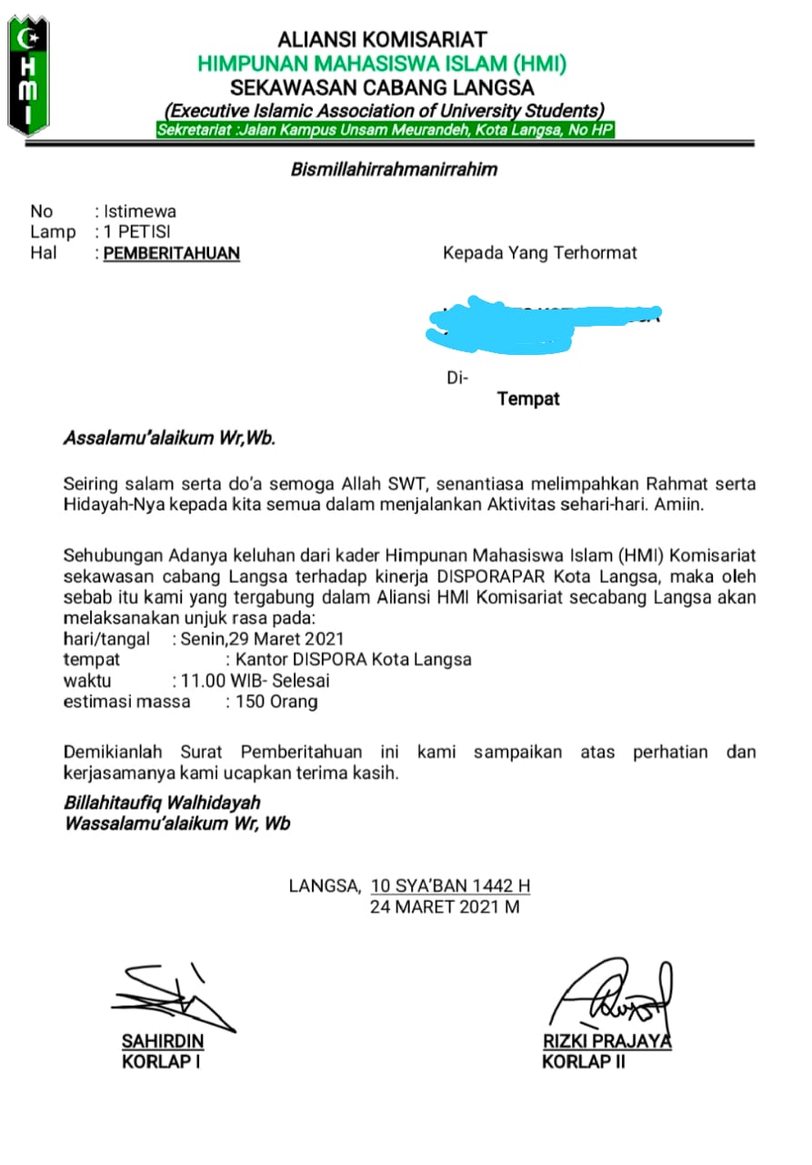 Detail Contoh Surat Pemberitahuan Aksi Nomer 11