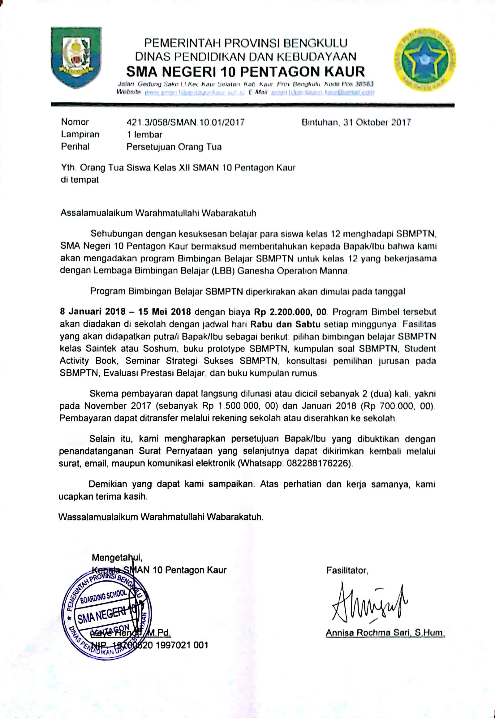 Detail Contoh Surat Pemberitahuan Bimbingan Belajar Di Sekolah Nomer 4