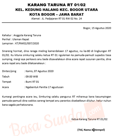 Detail Contoh Surat Pemberitahuan Kegiatan 17 Agustus Nomer 46