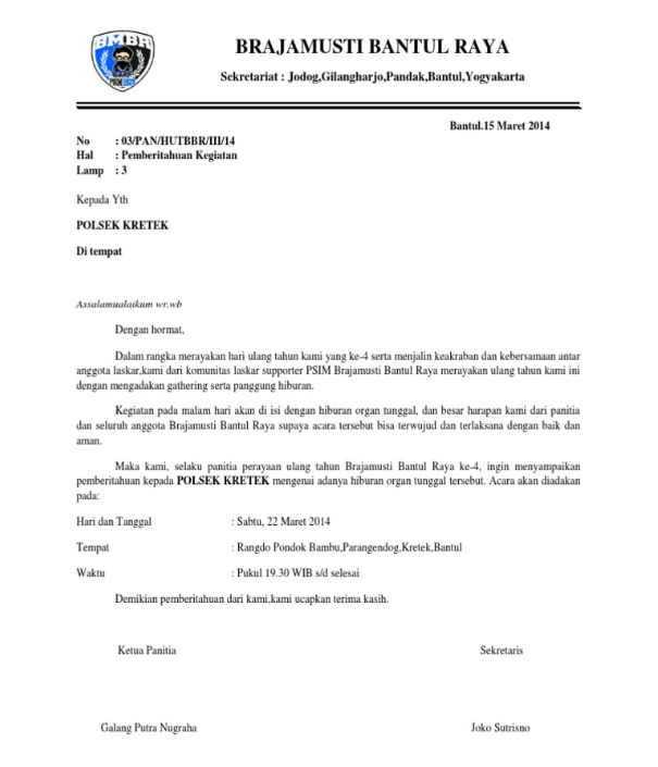 Detail Contoh Surat Pemberitahuan Kegiatan Kepada Kepala Desa Nomer 32