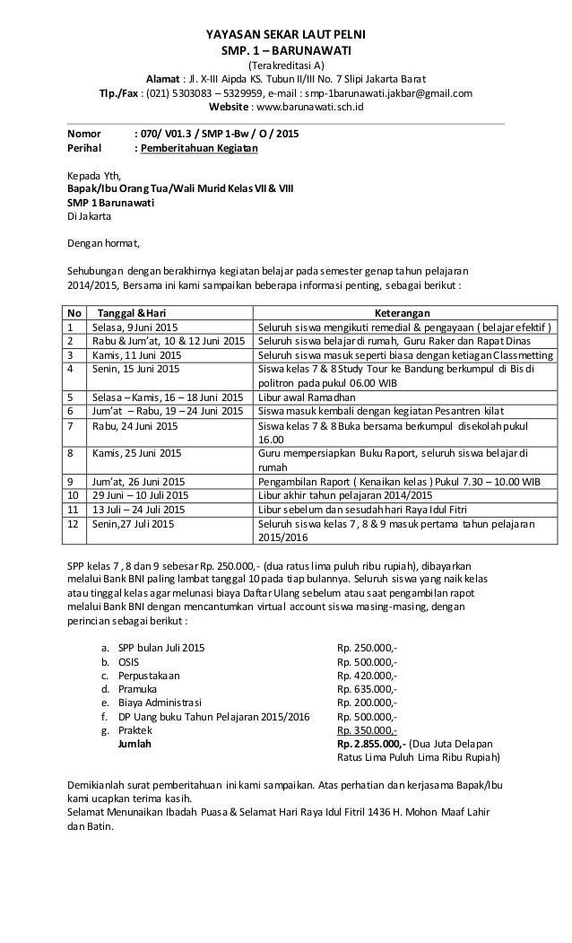 Detail Contoh Surat Pemberitahuan Kepada Orang Tua Nomer 39