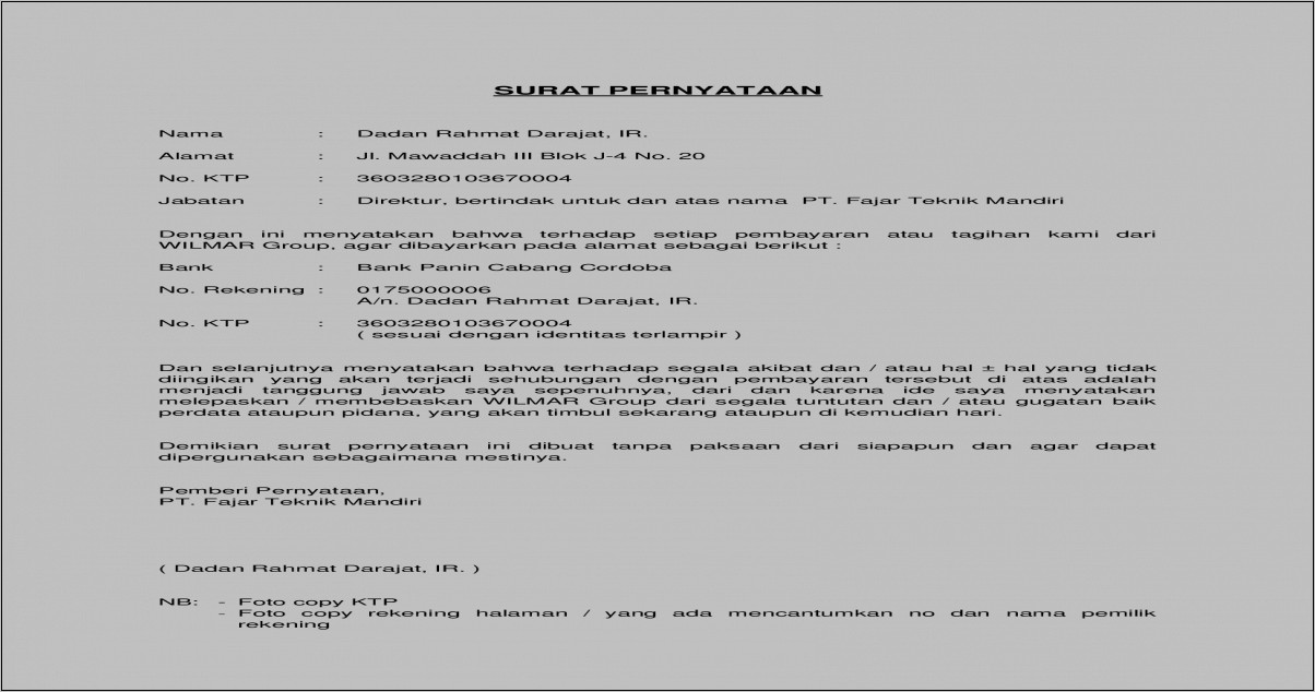 Detail Contoh Surat Pemberitahuan No Rekening Perusahaan Nomer 25