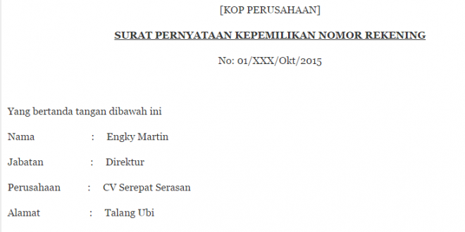 Detail Contoh Surat Pemberitahuan No Rekening Perusahaan Nomer 7