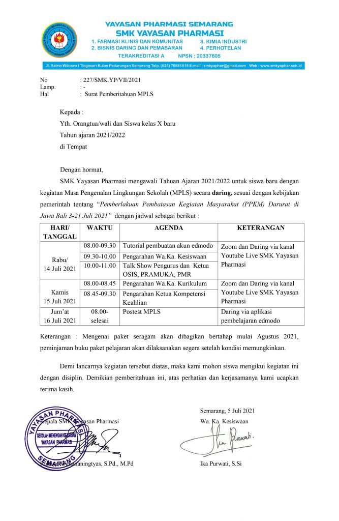 Detail Contoh Surat Pemberitahuan Pembayaran Seragam Nomer 43