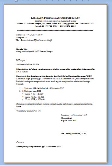 Detail Contoh Surat Pemberitahuan Pembayaran Tagihan Nomer 21