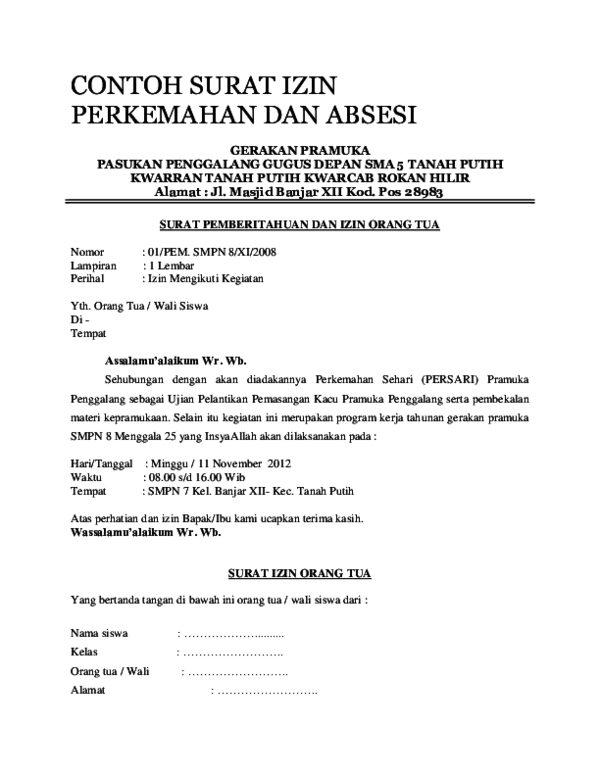 Detail Contoh Surat Pemberitahuan Persami Nomer 13