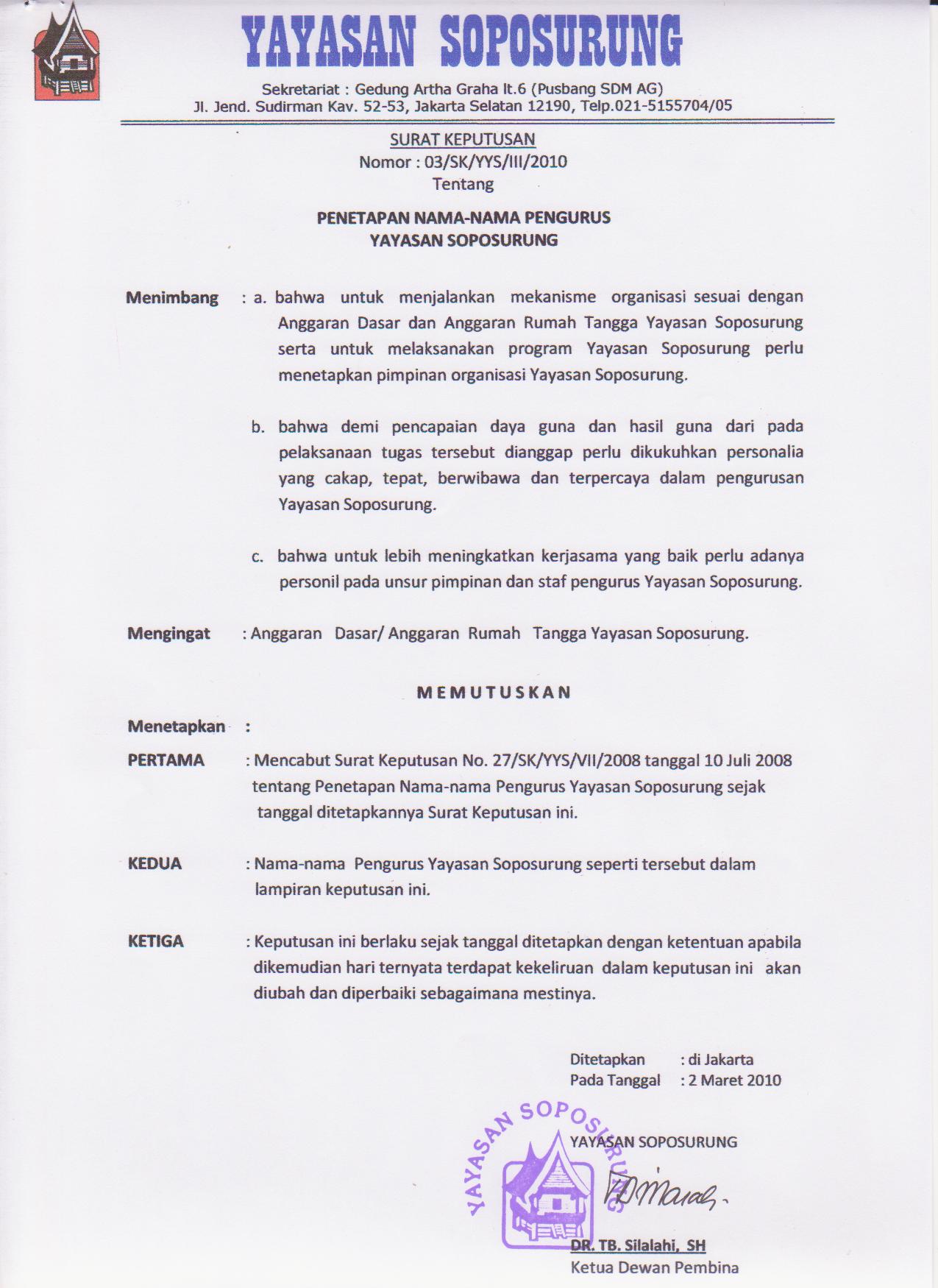 Detail Contoh Surat Pemberitahuan Perubahan Susunan Direksi Nomer 14