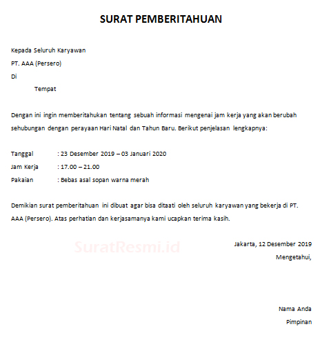 Detail Contoh Surat Pemberitahuan Perusahaan Kepada Karyawan Nomer 21