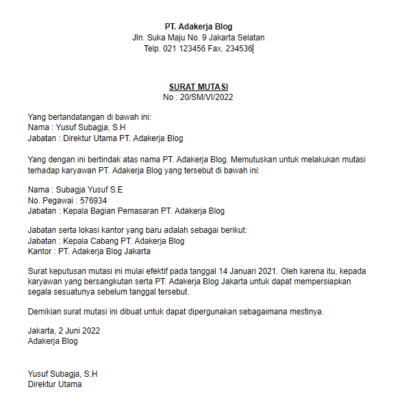 Detail Contoh Surat Pemberitahuan Pindah Kantor Nomer 17